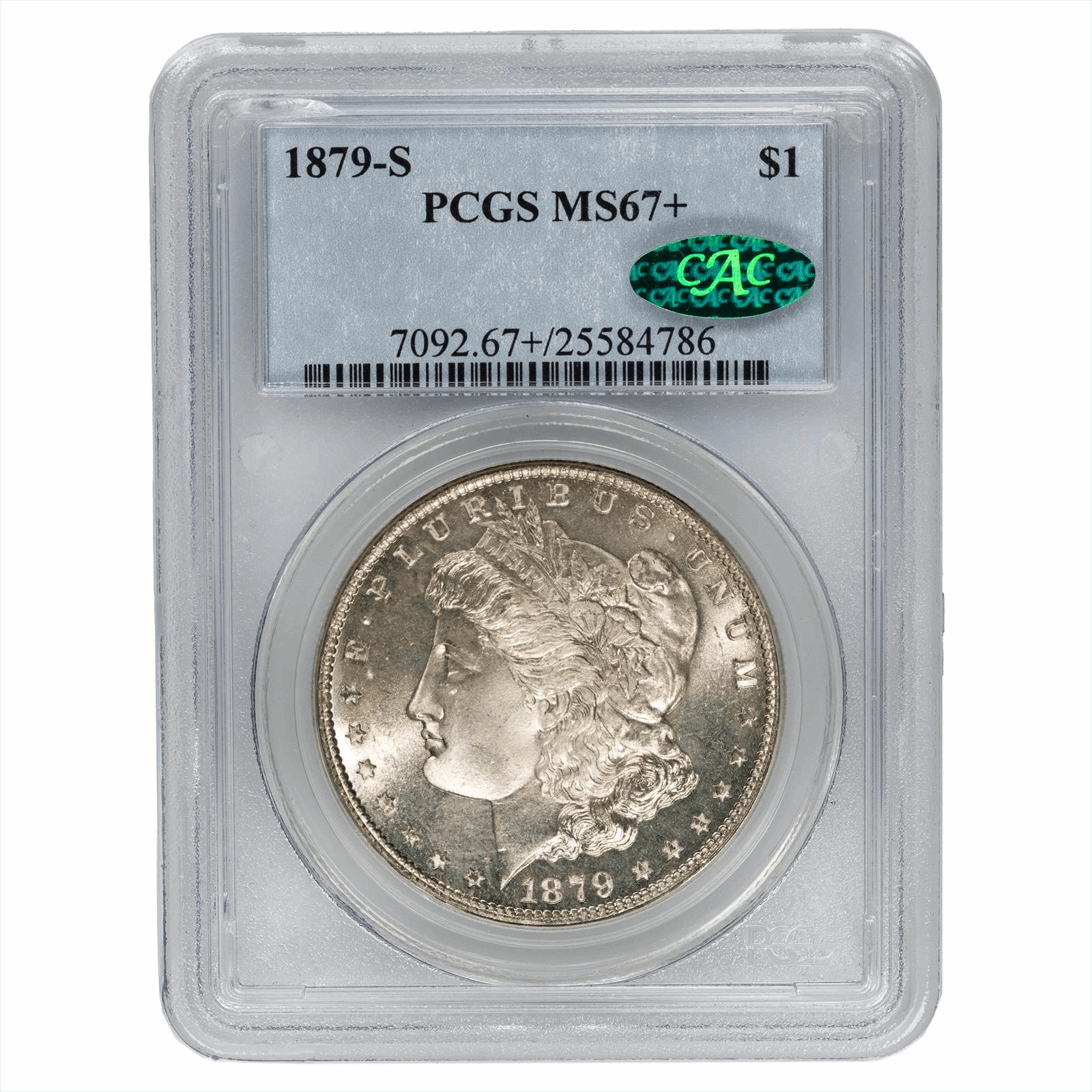 1879-S Morgan Silver Dollar $1 PCGS MS 67+ CAC
