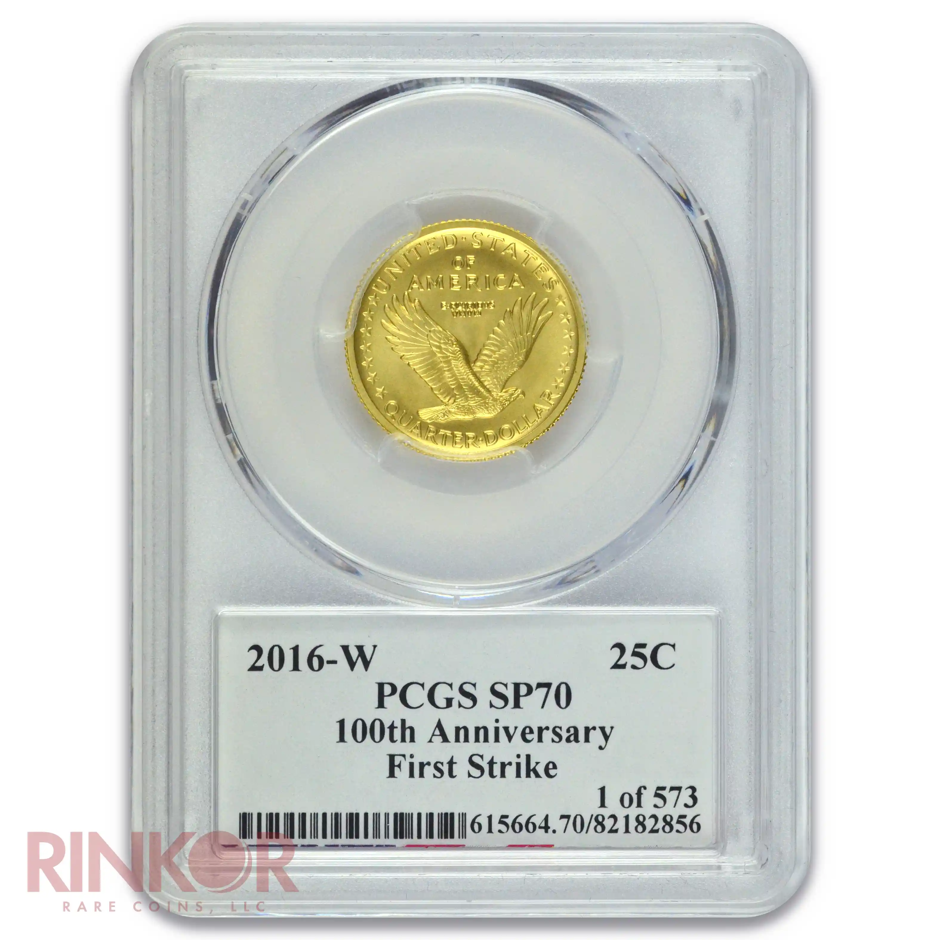 2016-W Gold 1/4oz Standing Liberty Quarter 100th Anniversary First Strike Moy Sig PCGS SP 70