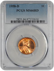 1958-D Lincoln PCGS RD 66