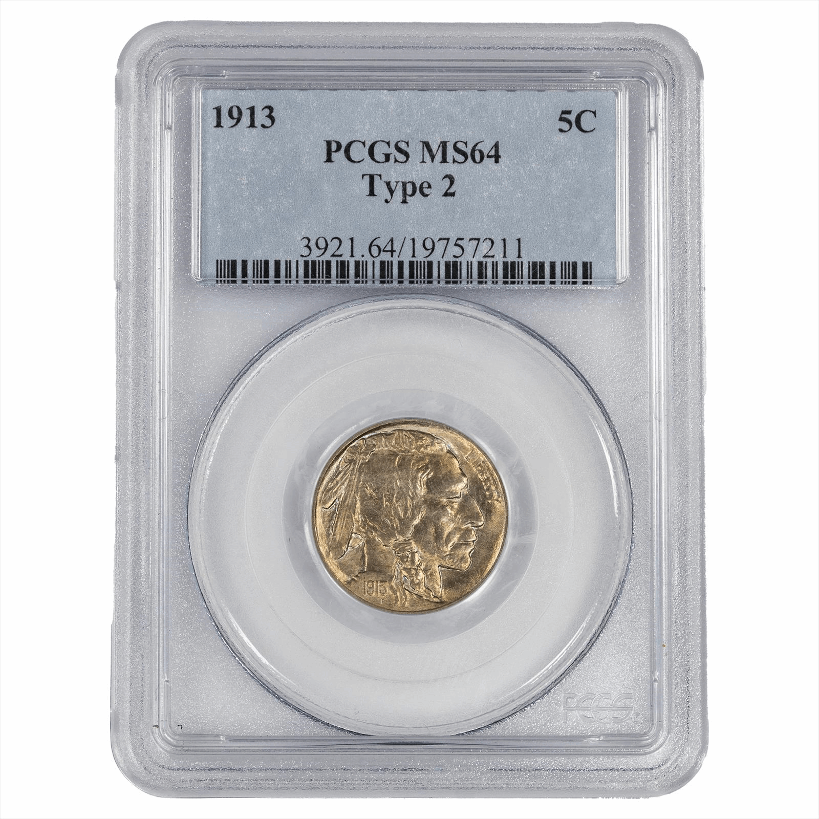 1913 Buffalo Nickel Type 2 5C PCGS MS 64