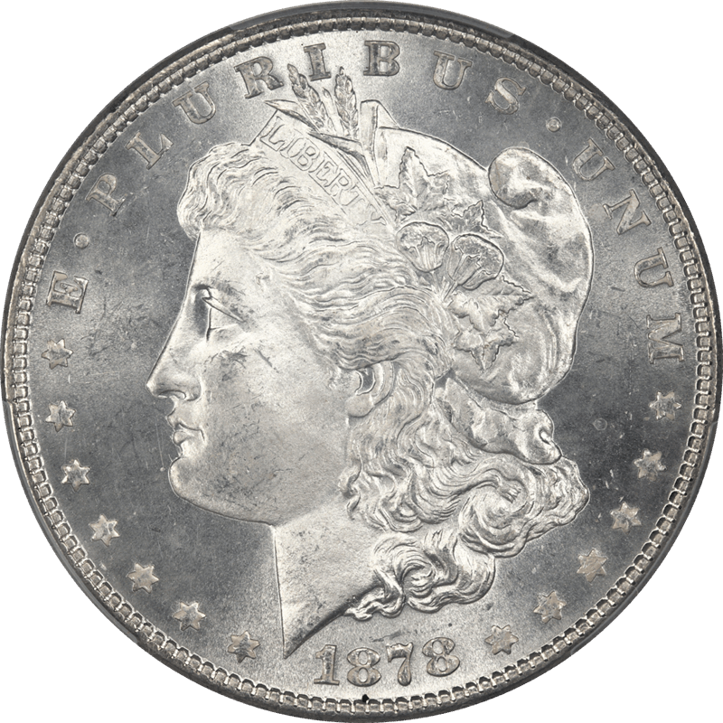 1878 7/8TF Morgan Silver Dollar $1 PCGS MS65+ Nice Lustrous Coin