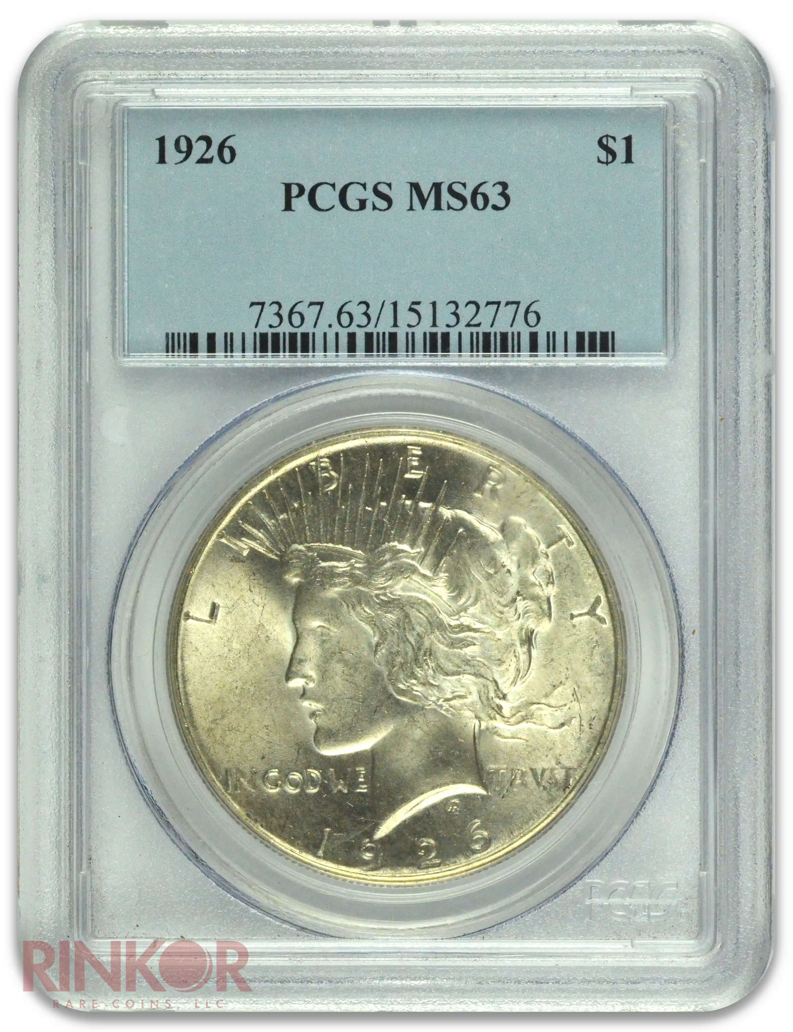 1926 $1 Peace Dollar PCGS MS 63 