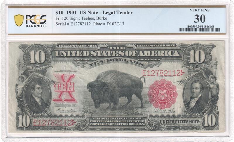 Fr. 120 1901 $10 US Note - Legal Tender PCGS VF 30
