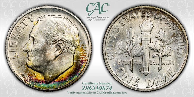 1948-S 10c CACG MS 68 FB 