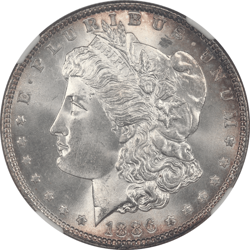 1886 Morgan Silver Dollar $1 NGC MS 66+ - Nice Lustrous Toned Coin