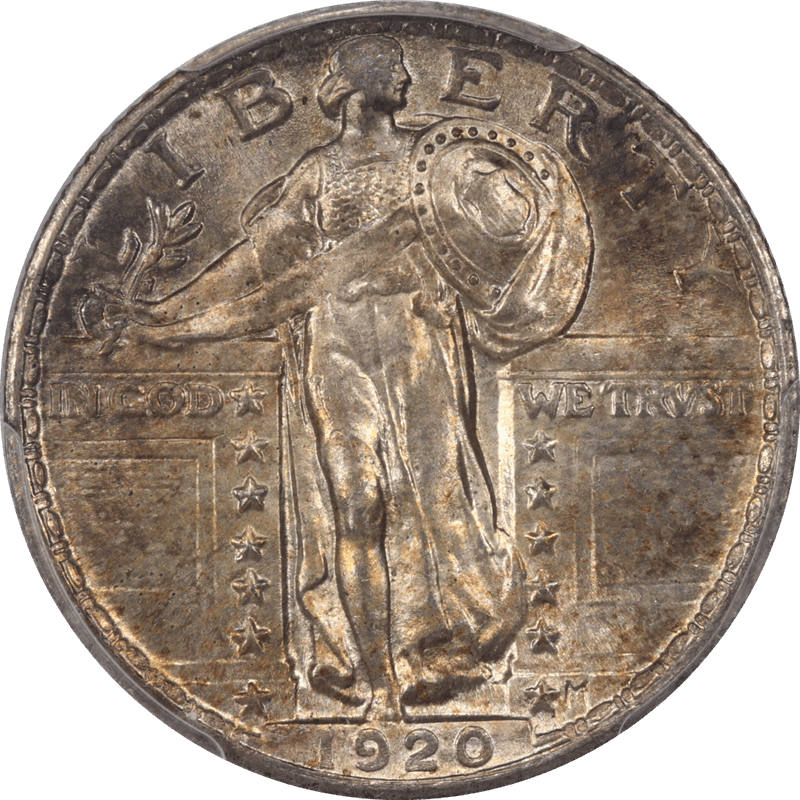1920 Standing Liberty Quarter 25c PCGS MS66 Toned Surfaces