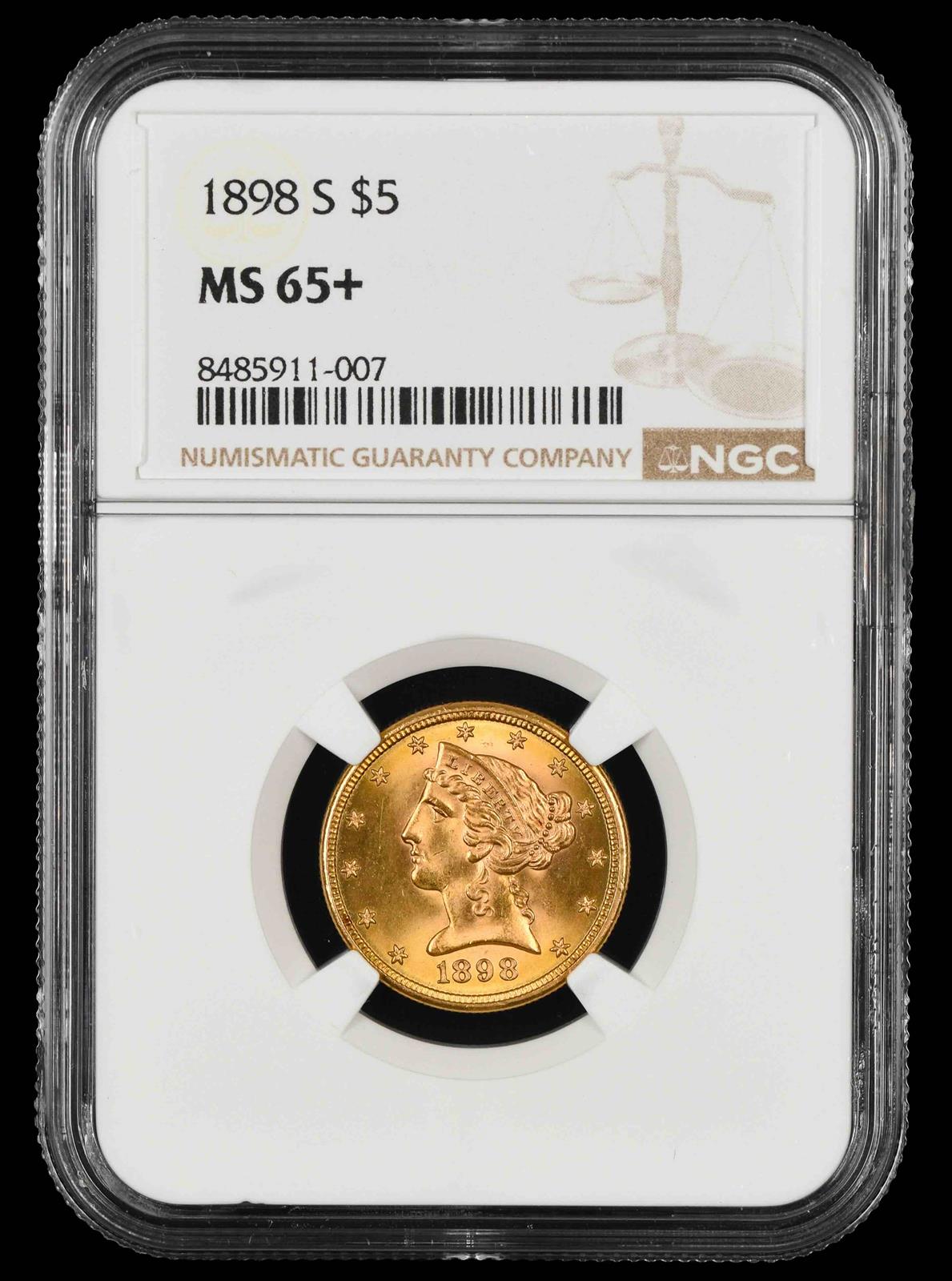 1898 S $5 Gold NGC MS 65+