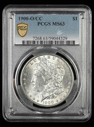 1900 O/CC $1 PCGS MS63