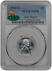 1943-S Lincoln PCGS CAC MS 68