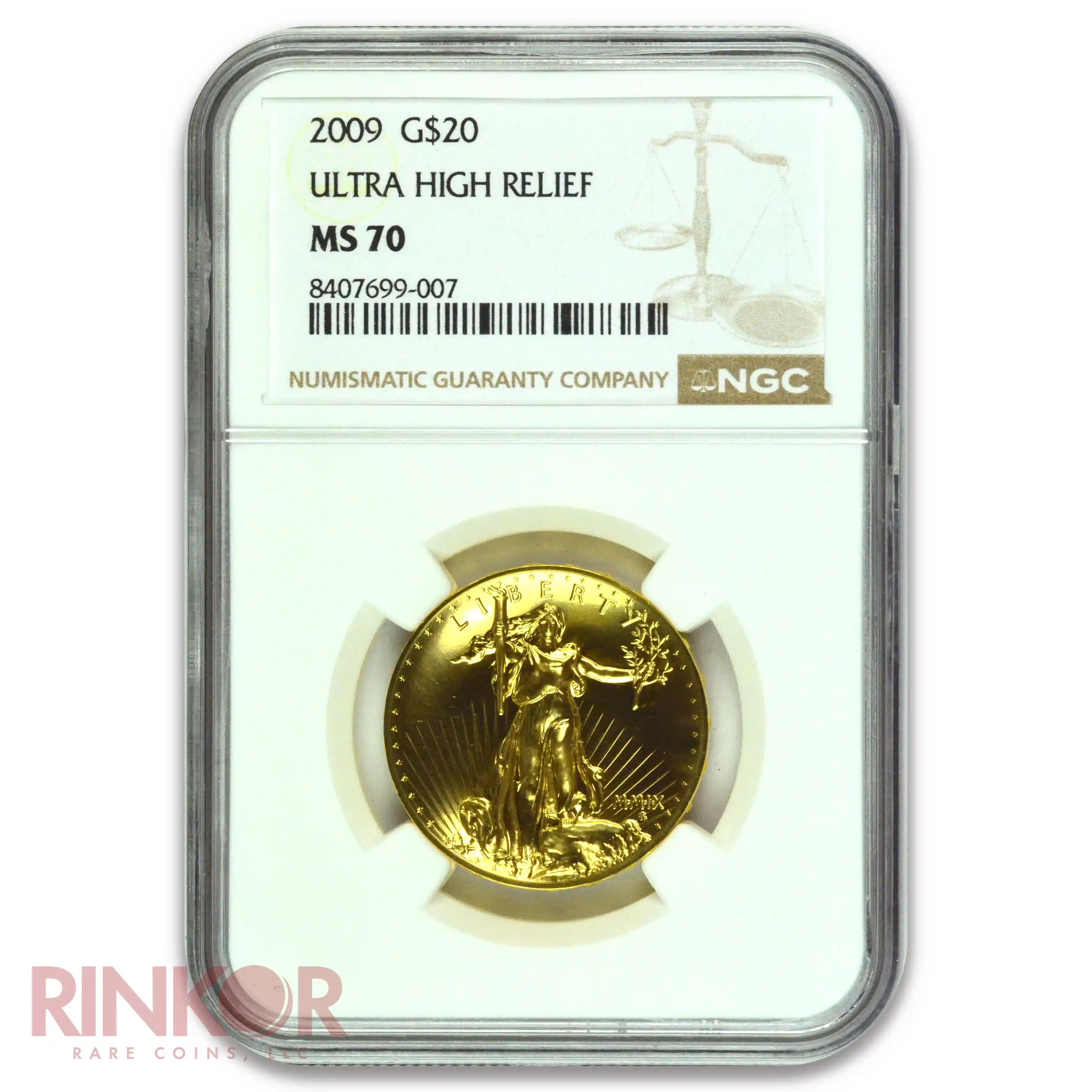2009 1oz Gold Ultra High Relief Double Eagle Brown Label NGC MS 70