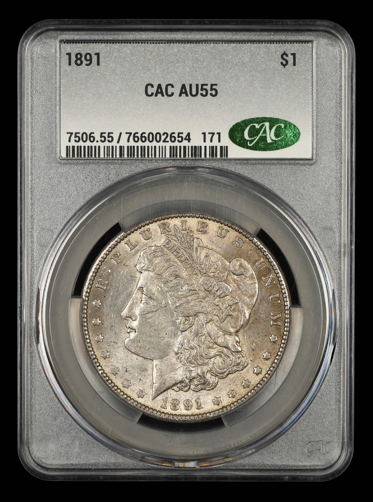 1891 $1 CAC AU55