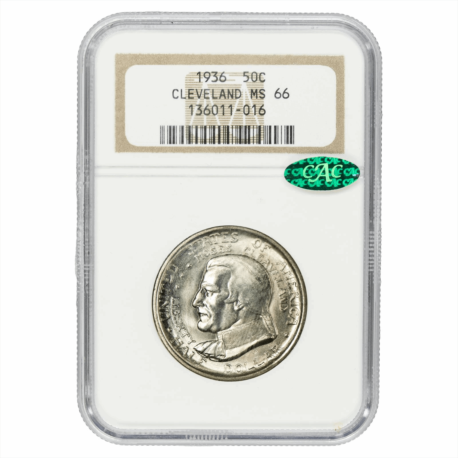 1936 Cleveland Commemorative Half Dollar 50C NGC MS 66 CAC