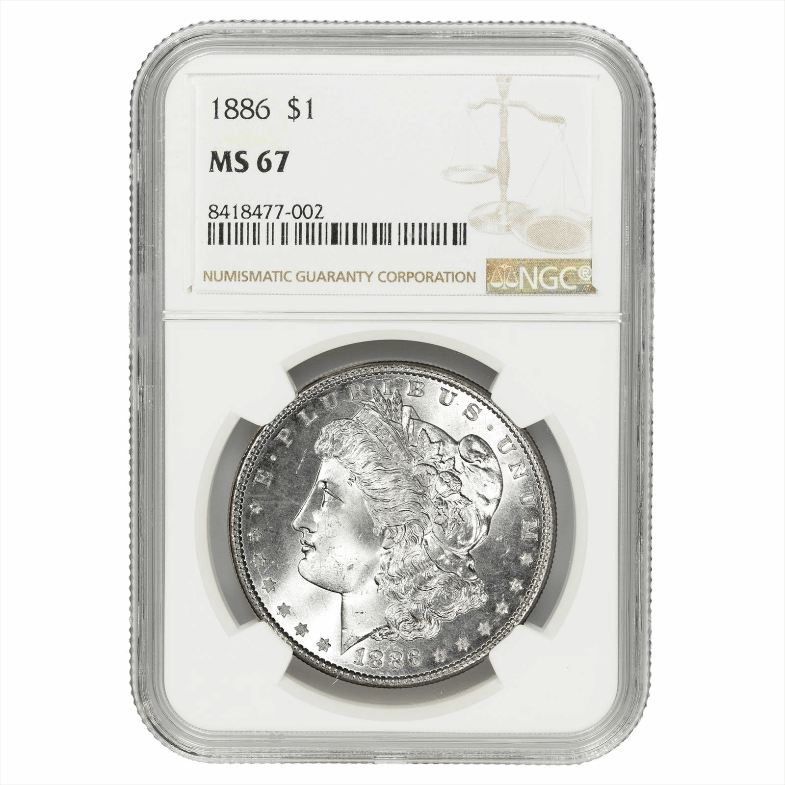 1886 Morgan Silver Dollar $1 NGC MS 67