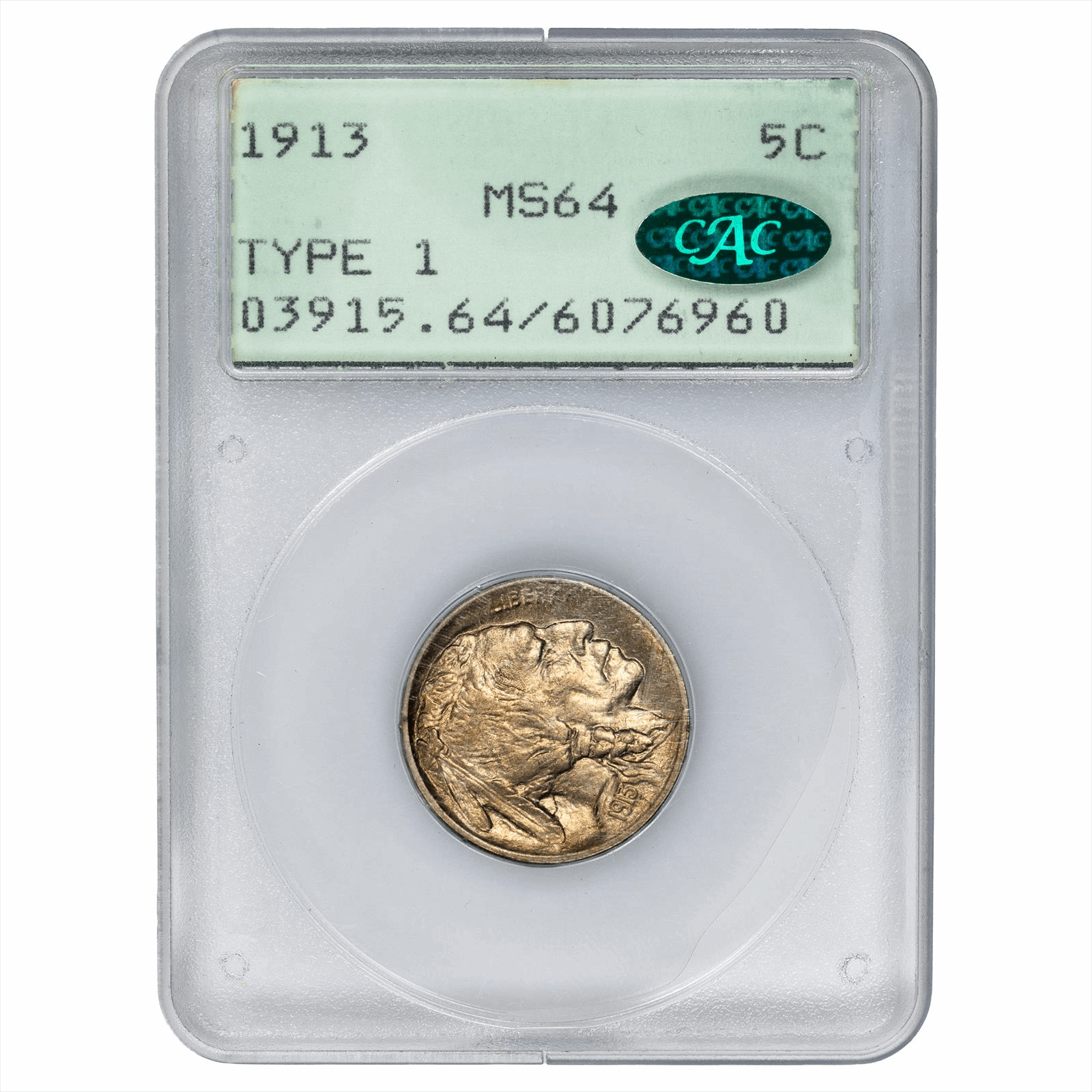 1913 Type 1 Buffalo Nickel 5C PCGS MS 64 CAC