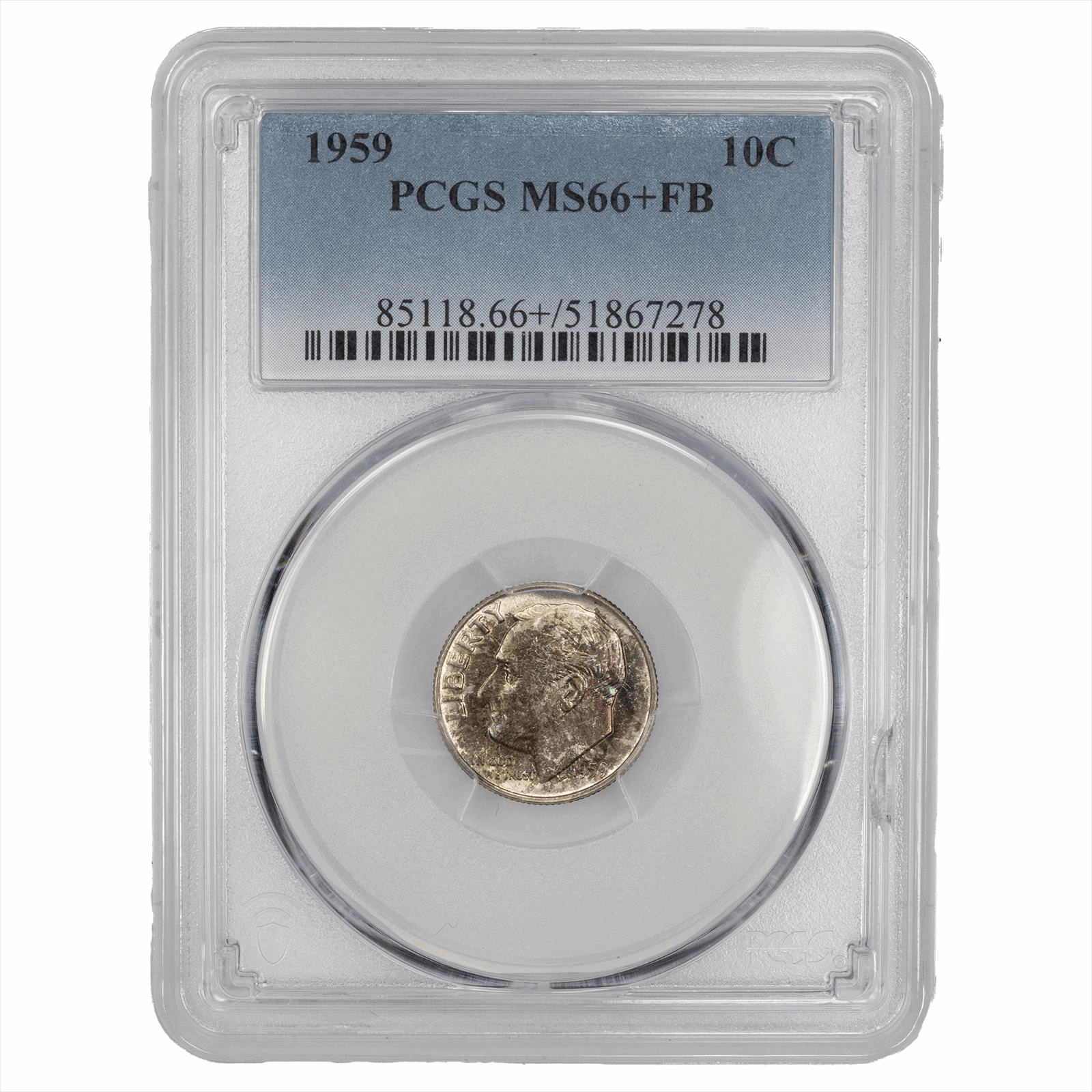 1959 Roosevelt Dime 10C PCGS MS 66+ FB