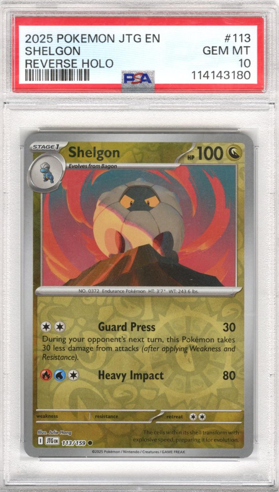 2025 Pokemon JTG En Shelgon Reverse Holo #113 PSA Gem MT 10 