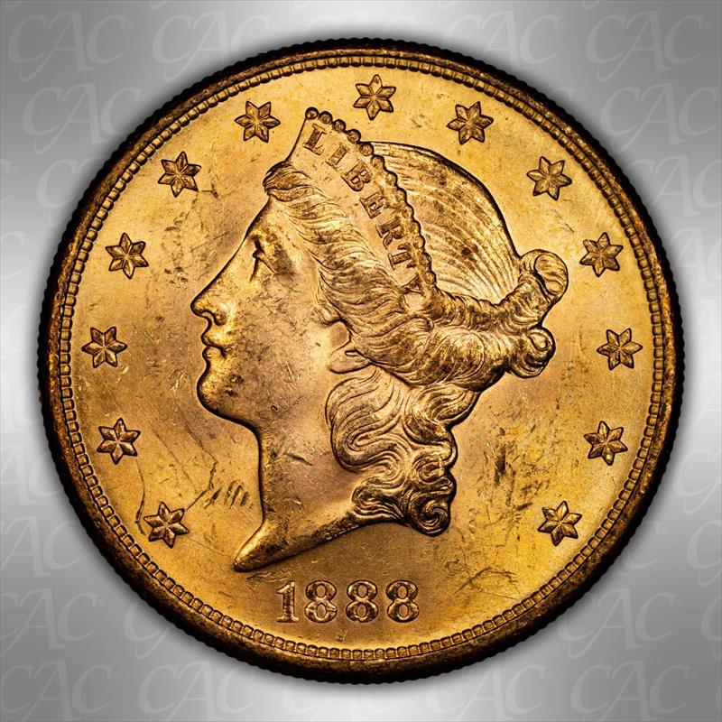 1888-S $20 CACG MS 63