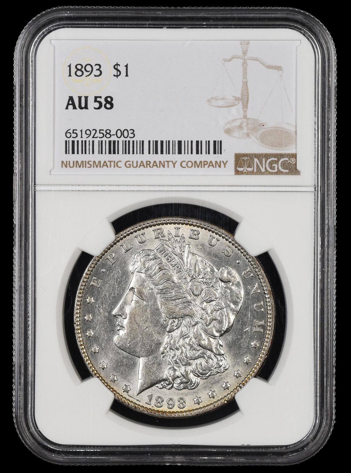 1893 $1 NGC AU-58