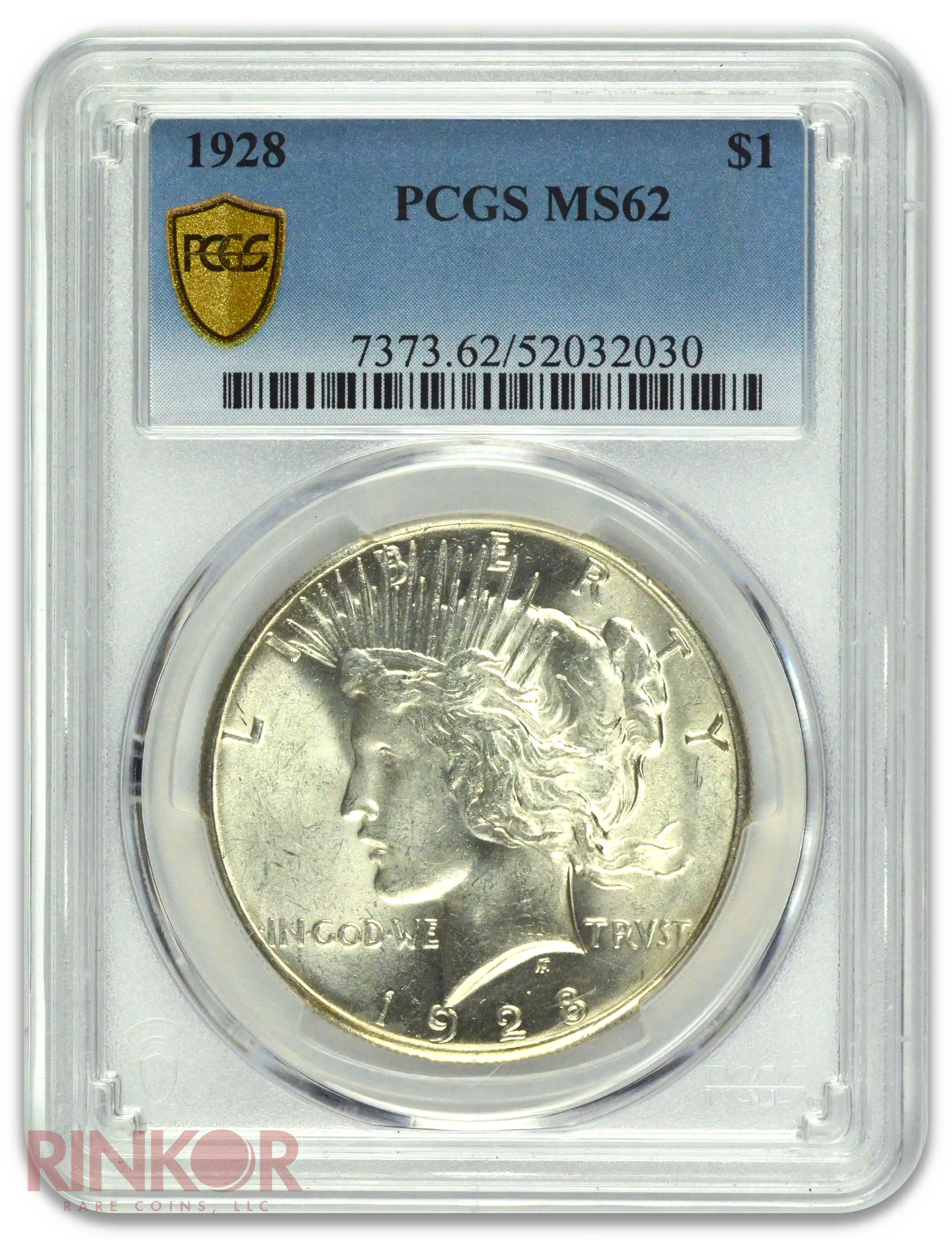 1928 $1 Peace Dollar PCGS MS 62