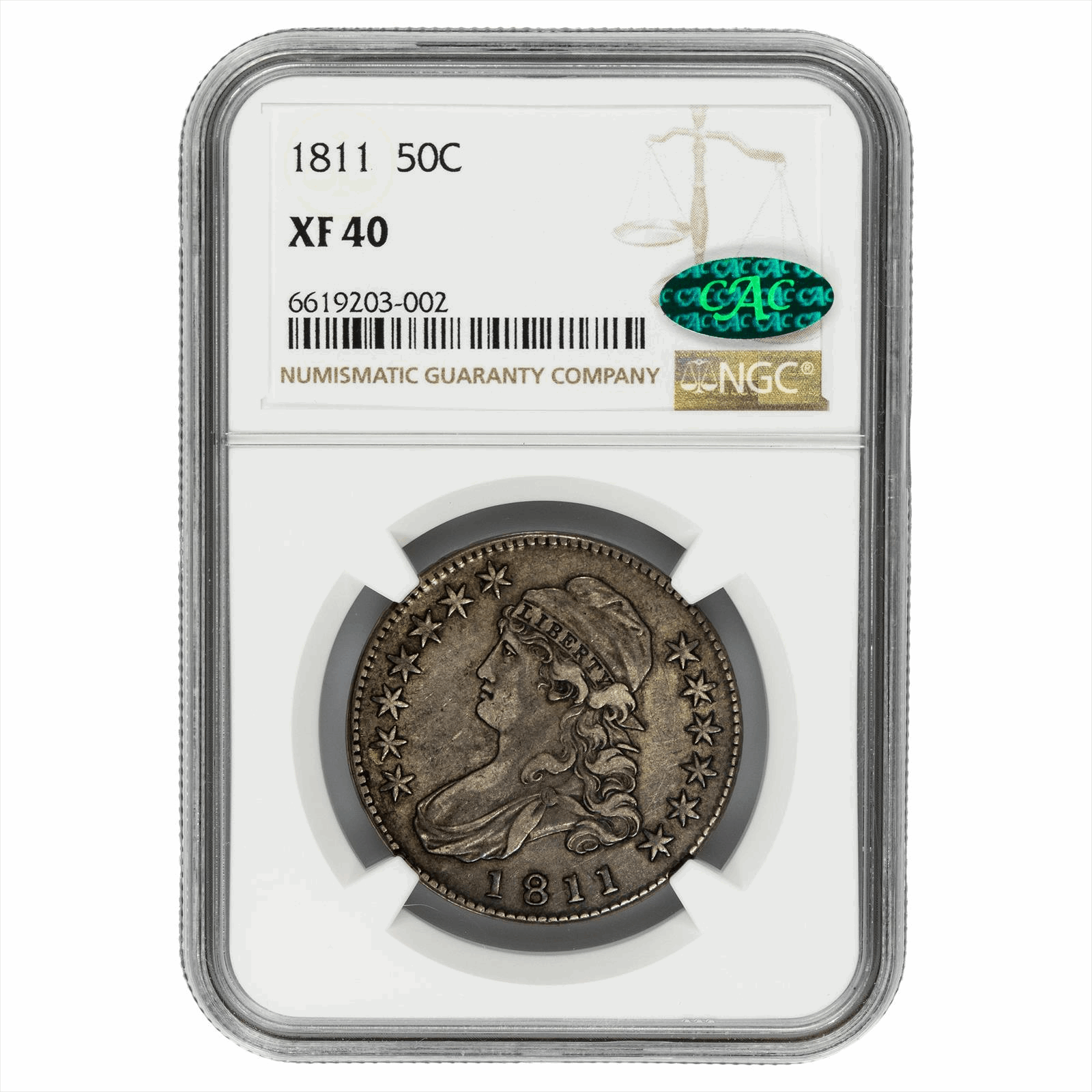 1811 Capped Bust Half Dollar 50C NGC XF 40