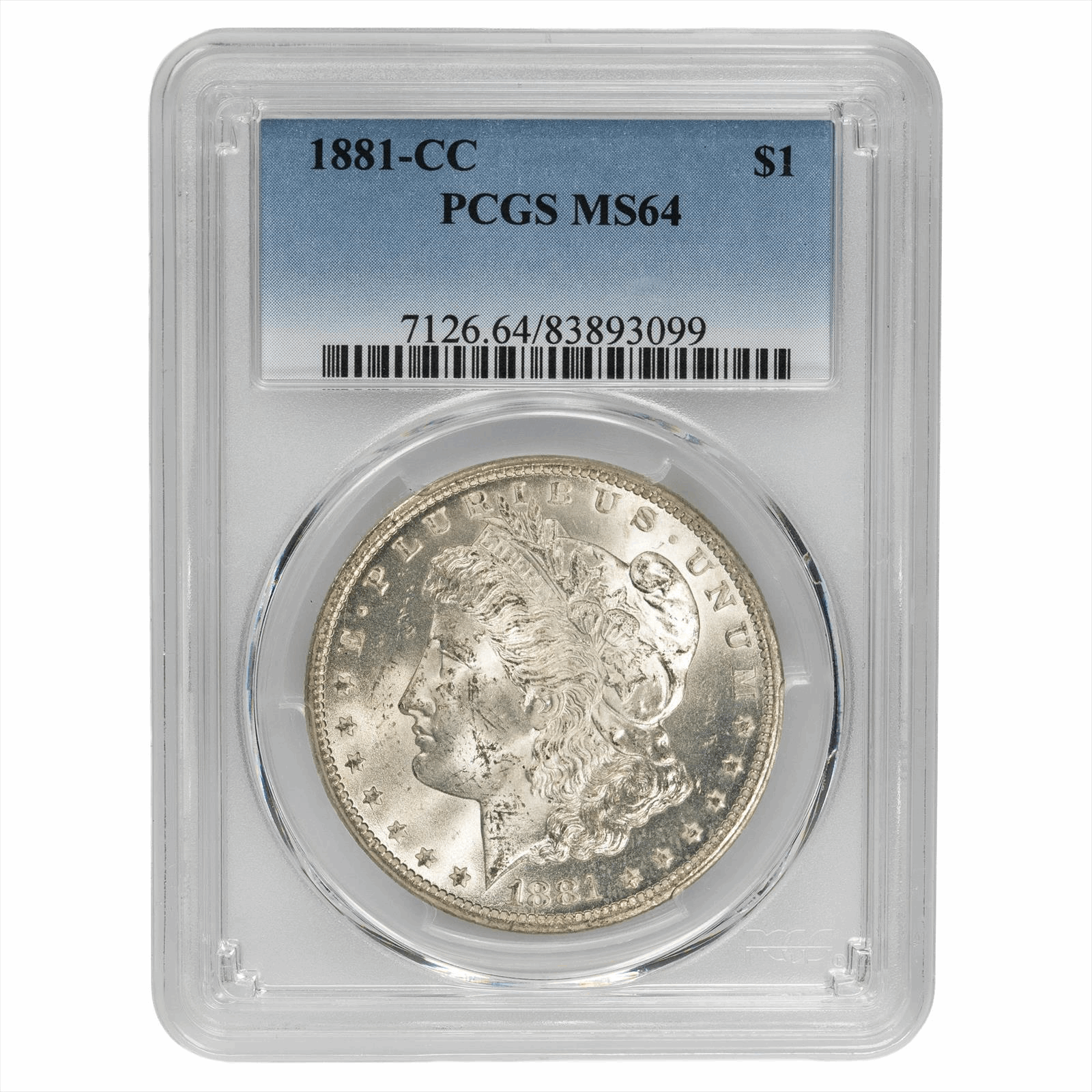 1881-CC Morgan Silver Dollar $1 PCGS MS 64