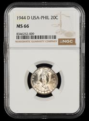 1944 D Philippines 20 Centavos NGC MS66
