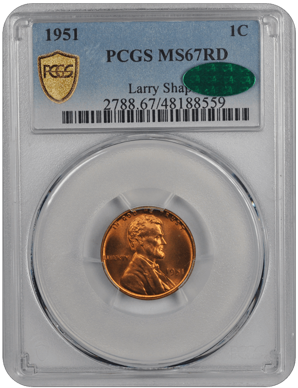 1951 Lincoln PCGS (CAC) RD 67 