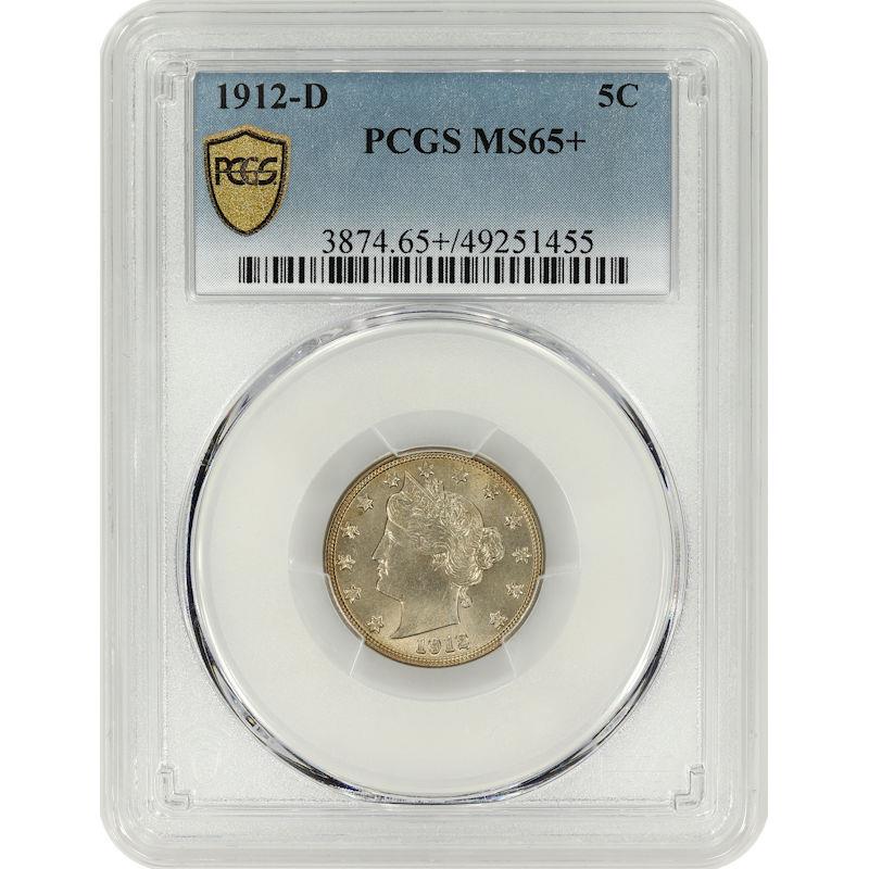 1912-D Liberty V Nickel 5C PCGS MS65+ Gold Shield Certified