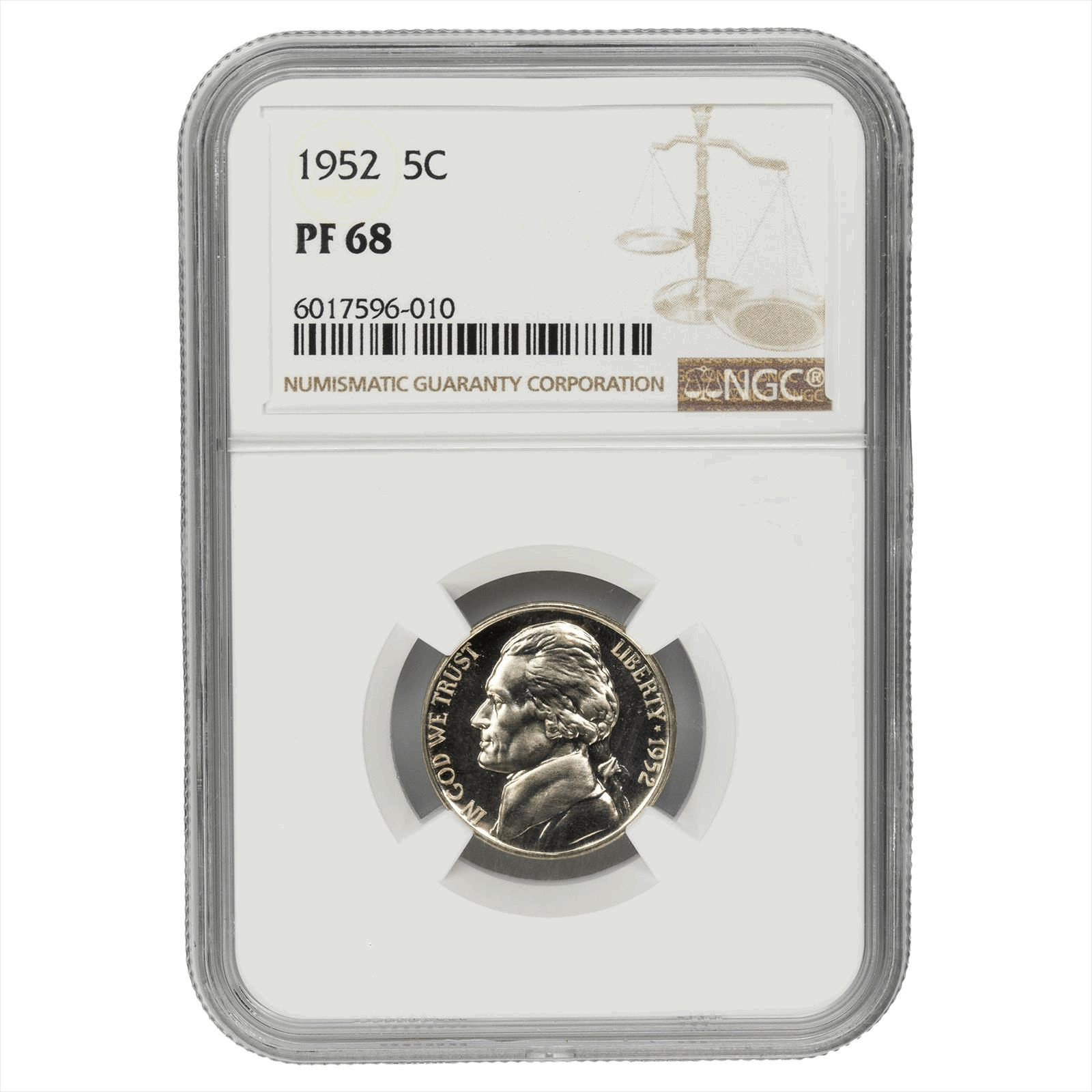 1952 Jefferson Nickel 5C NGC PF 68