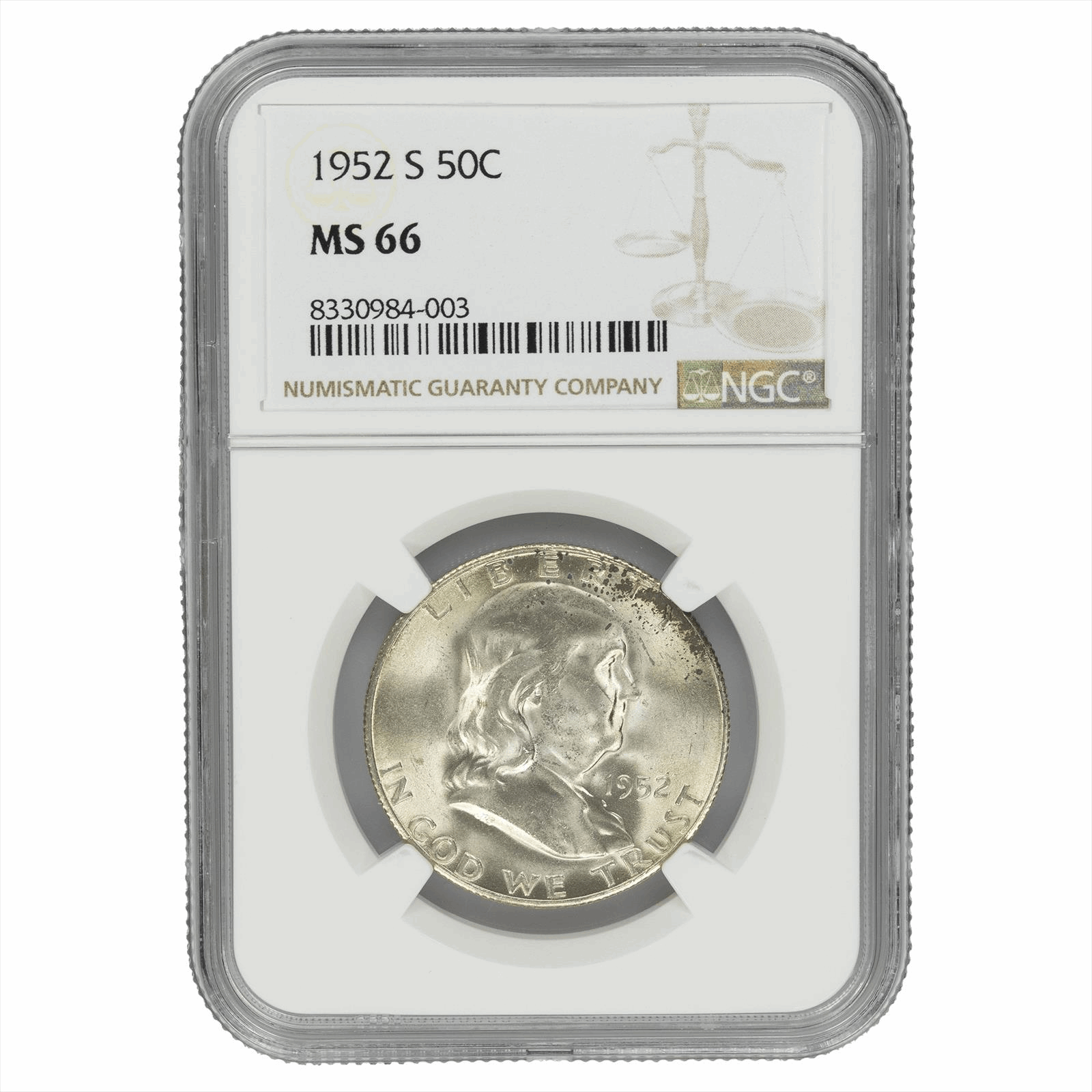 1952 S Franklin Half Dollar NGC MS 66