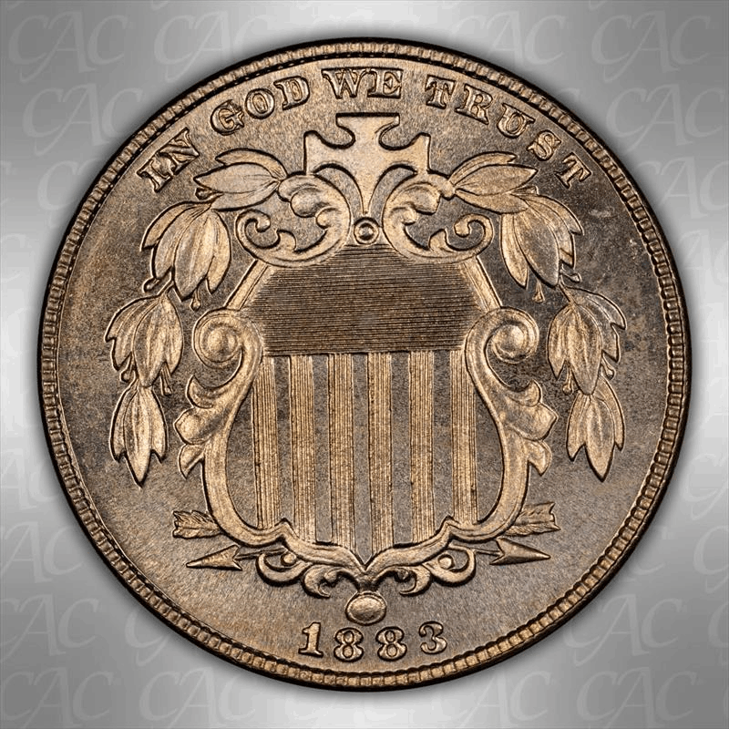 1883 Shield 5c CACG PR 66