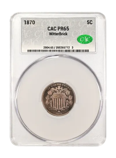 1870 5c CACG PR 65
