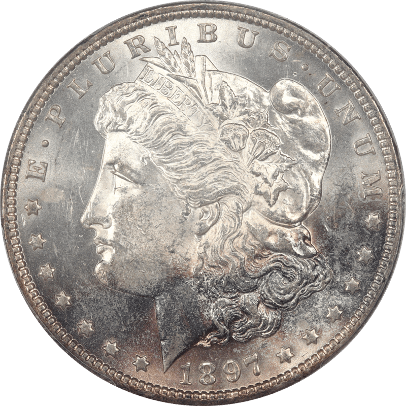 1897-O Morgan Silver Dollar $1 PCGS MS61 Frosty UNC + with a splash of color