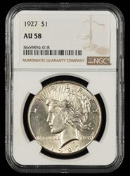 1927 $1 NGC AU58