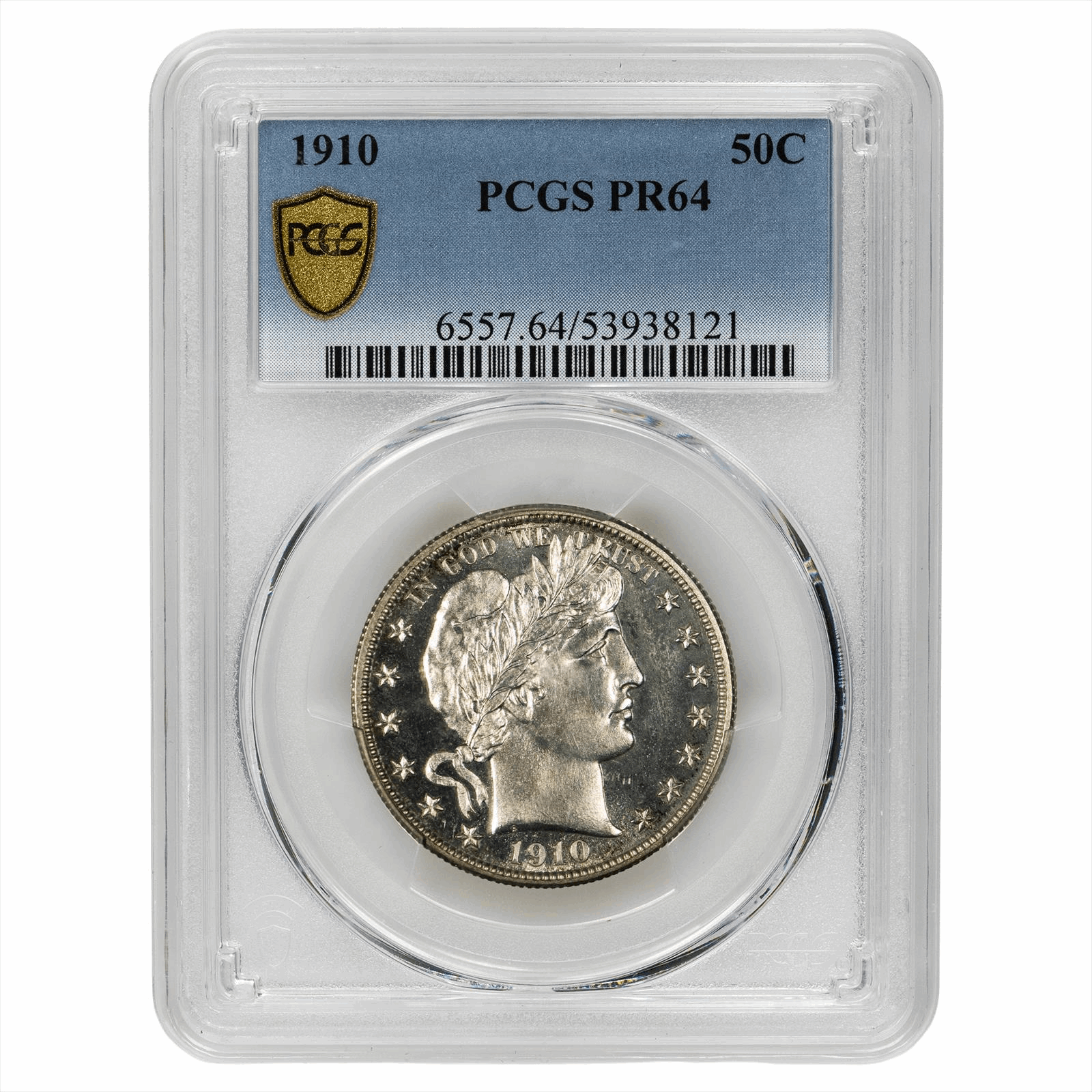 1910 Barber Half Dollar 50C PCGS PR 64