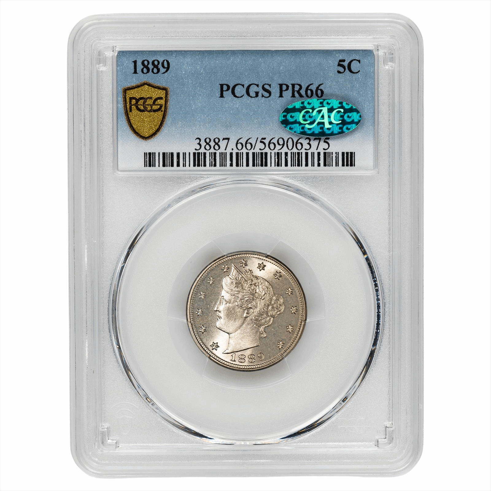 1889 Liberty V Nickel PCGS PR 66 CAC