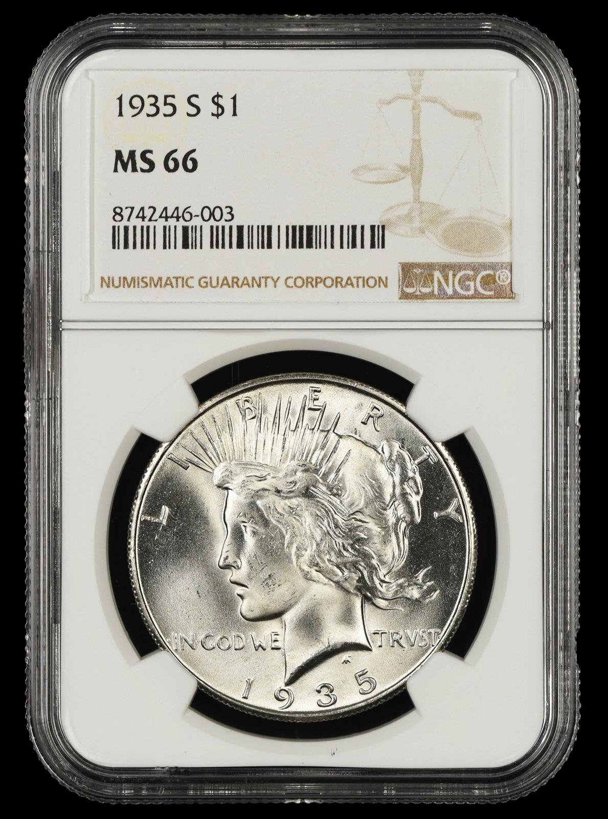 1935 S $1 NGC MS66