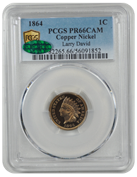 1864 Indian Head PCGS CAC CAM 66