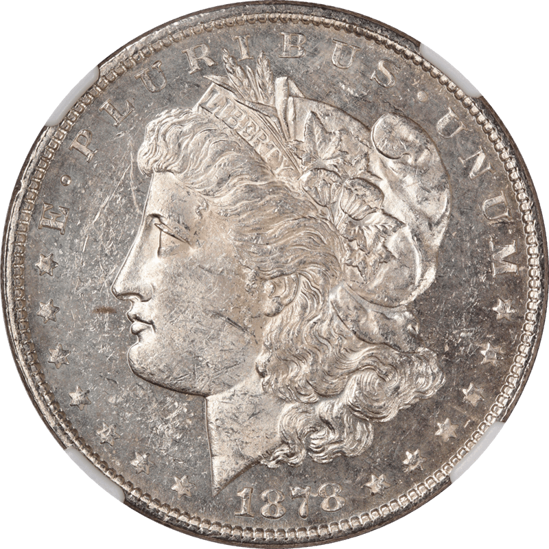 1878 7TF Reverse of 78 Morgan Silver Dollar $1, NGC MS 61 PL - White Coin