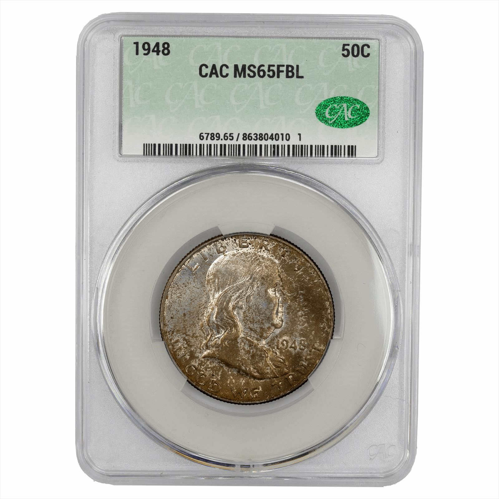 1948 Franklin Half Dollar 50C CACG MS 65 FBL