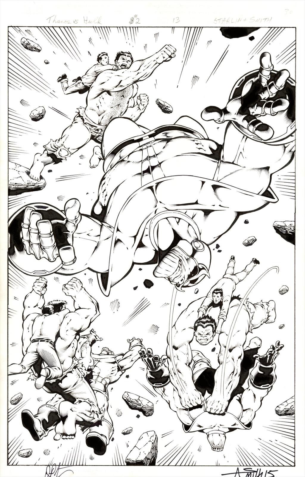 Thanos vs. Hulk #2, Page 13 Artist:  Jim Starlin (Penciller) ,  Andy Smith (Inker) Media Type: Pen and Ink Art Type: Interior Page 