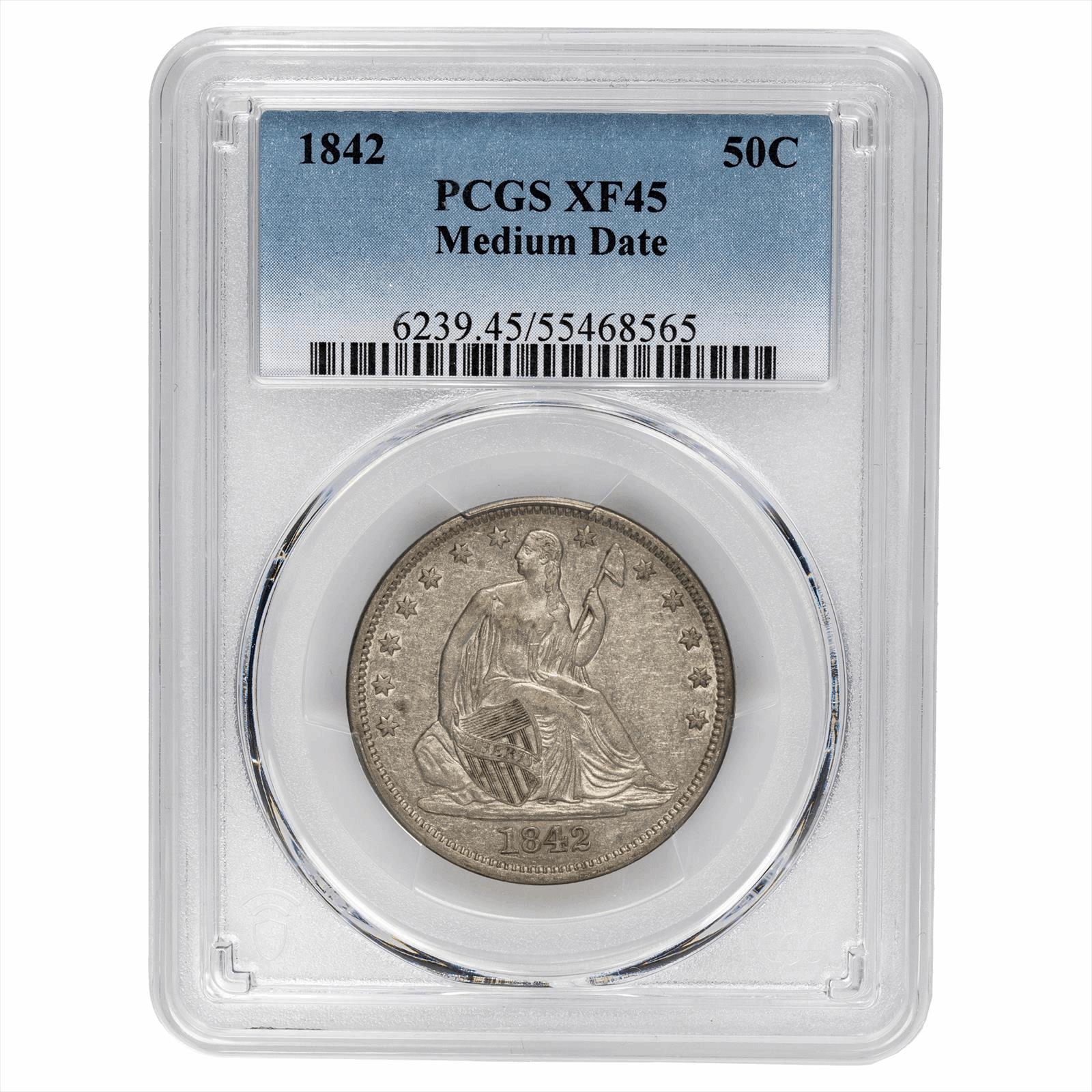 1842 Medium Date Seated Liberty Half Dollar 50C PCGS XF 45