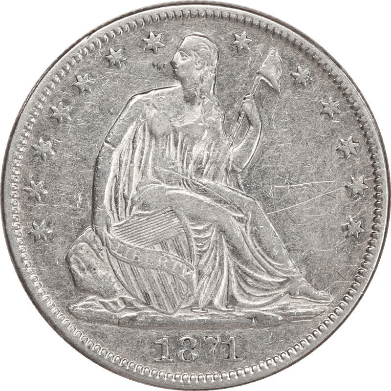 1871 Liberty Seated Half Dollar 50c  XF Detail