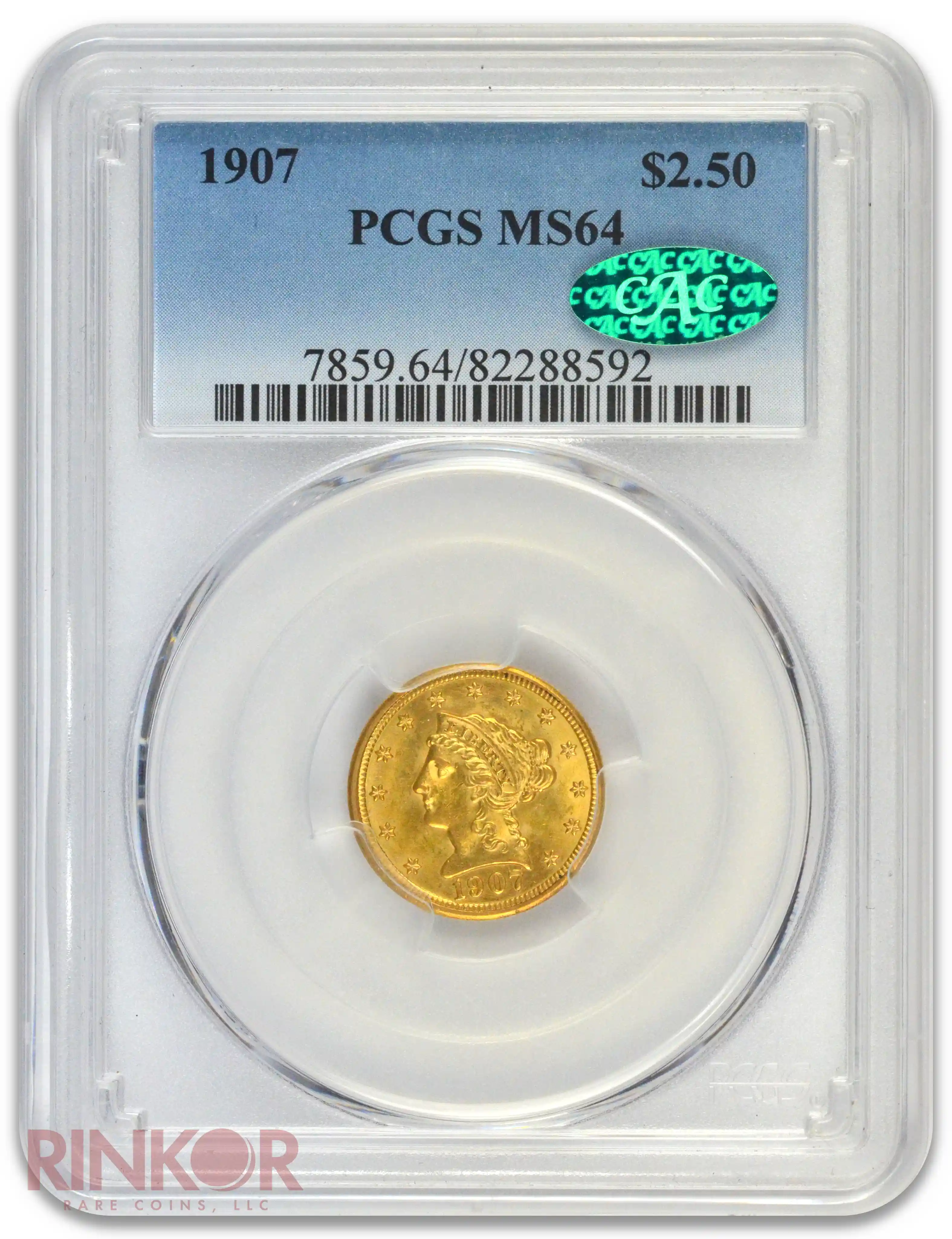 1907 $2.50 Liberty Head PCGS MS 64 CAC