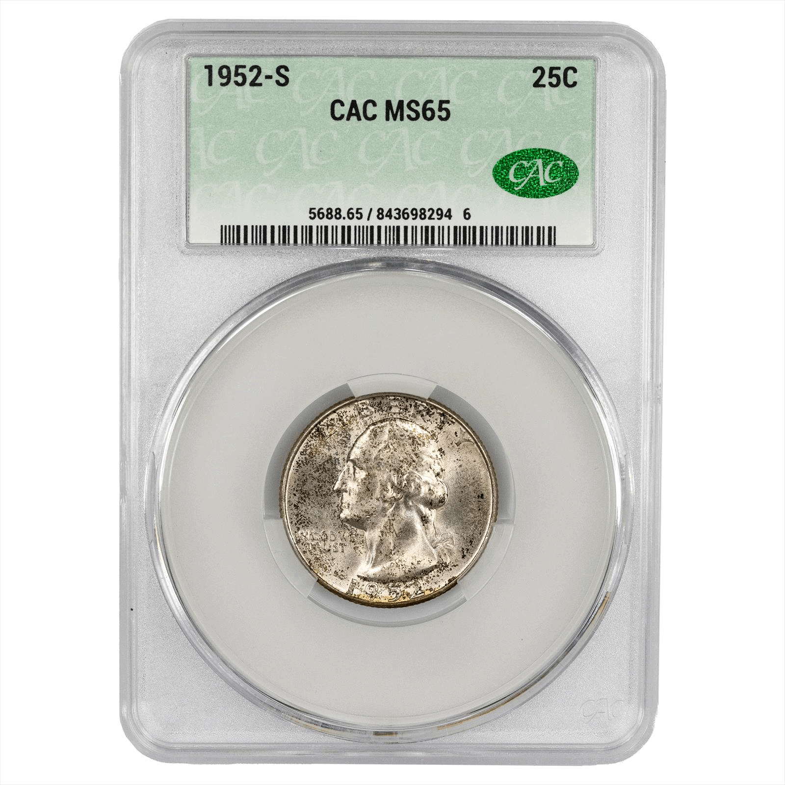 1952-S Washington Quarters 25C CACG MS 65