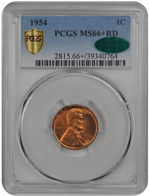 1954 Lincoln PCGS CAC RD 66+