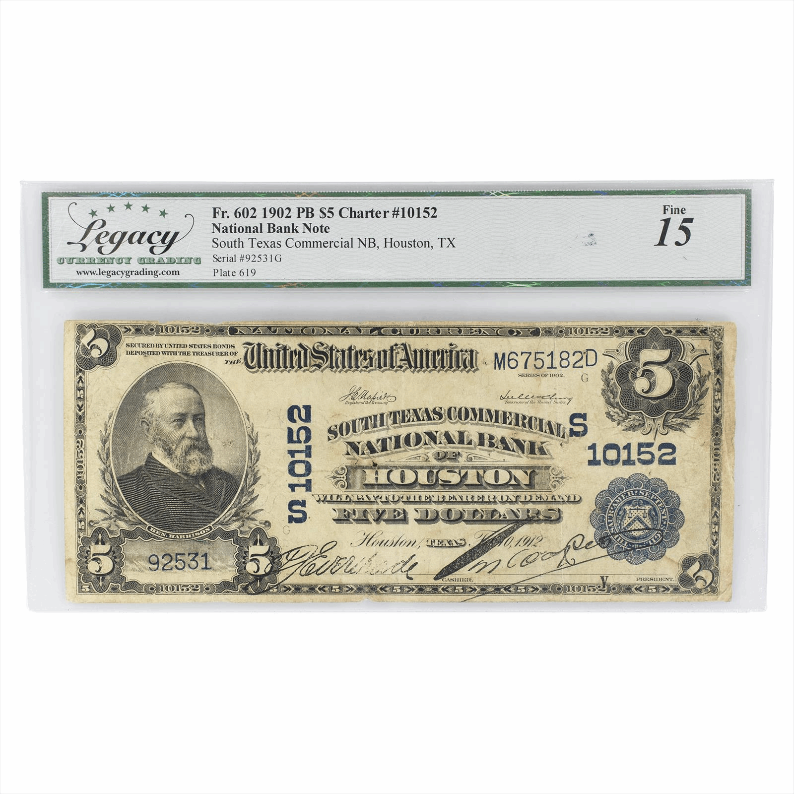 1912 PB National Bank Note $5 Charter #10152 FR602 Legacy Fine 15
