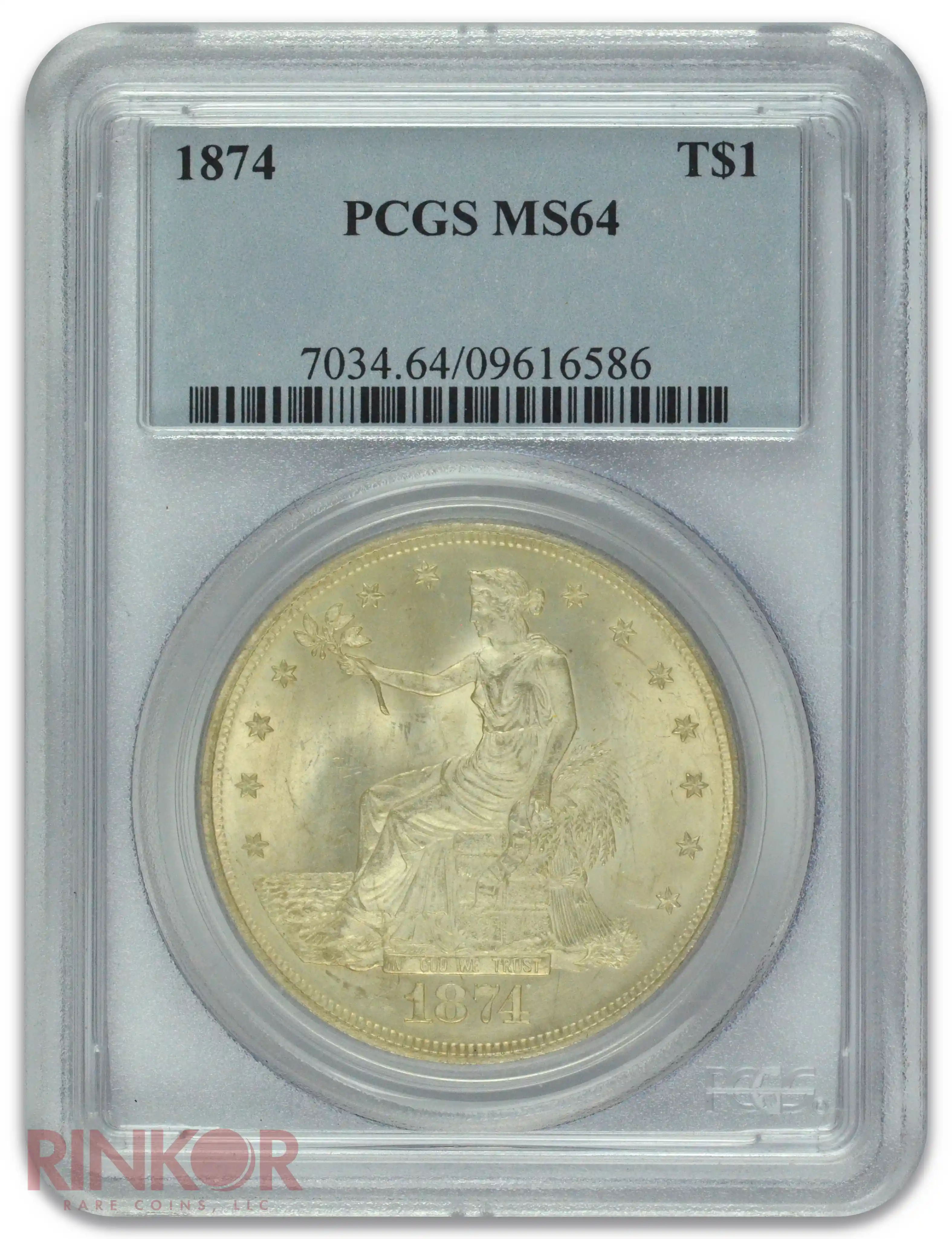 1874 $1 Trade Dollar PCGS MS 64