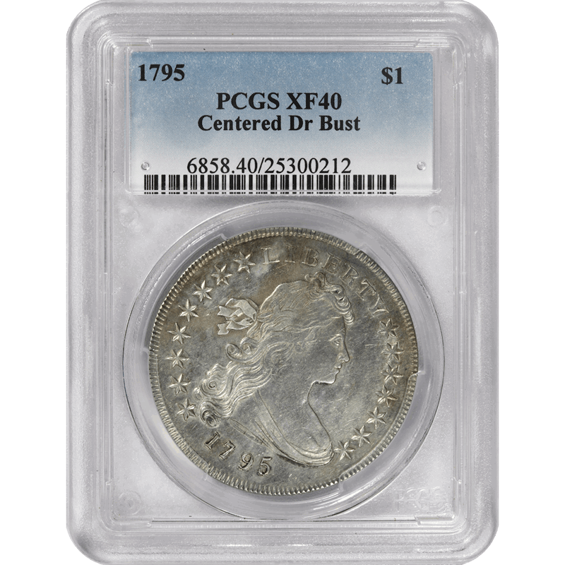 1795 $1 Small Eagle Draped Bust Dollar Centered - PCGS  XF40 -  Mintage of 42,738