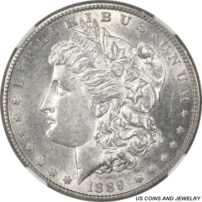 1889-CC Morgan Silver Dollar, NGC AU-58+  Nice White Coin